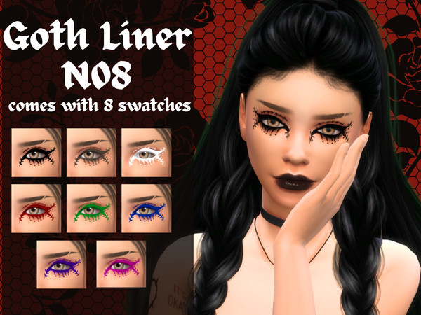 Sims 4 — Gothic Liner N08 by _alttrait_ — Another alternative graphic liner for your sims, this one featuring stitching