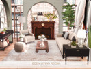 Sims 4 — Eden Living Room by BlusterSims — The Eden Living Room is a warm, elegant space that blends classic charm with