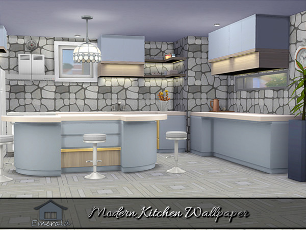 Sims 4 — Modern Kitchen Wallpaper 1 by Emerald — These modern wallpapers are designed to serve as a statement piece in