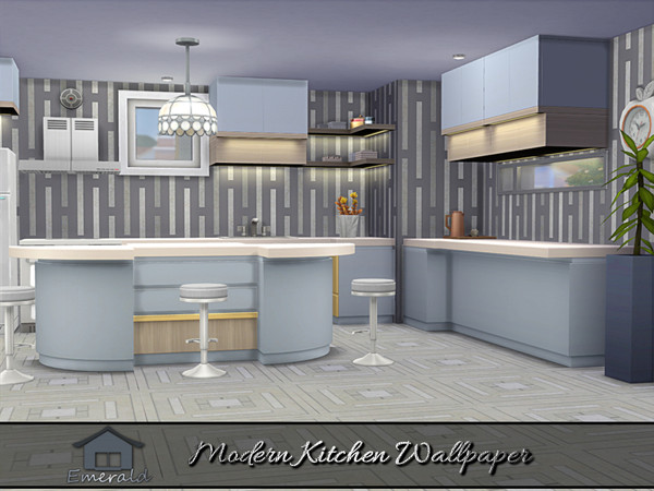 Sims 4 — Modern Kitchen Wallpaper 6 by Emerald — These modern wallpapers are designed to serve as a statement piece in