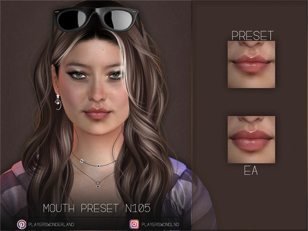 Sims 4 — Mouth Preset N105 by PlayersWonderland — New morphed mouth preset for female-males and from teen to elders.
