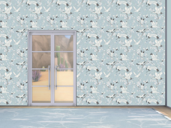 Sims 4 — Storks in Trees by lavilikesims — by Lavilikesims In 3 wall sizes with 4 swatches (Blue, Cream, Pink, Dark) pls