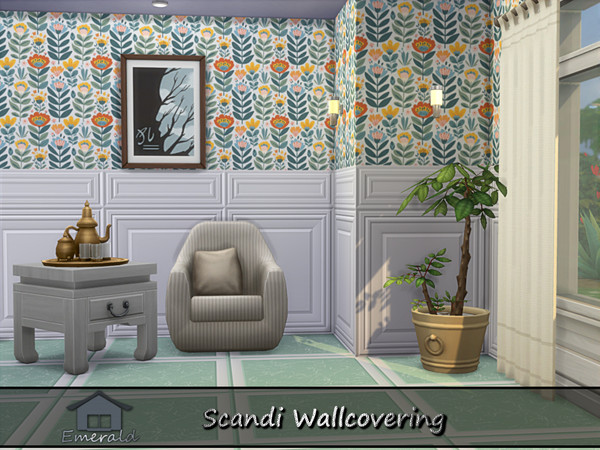 Sims 4 — Scandi Wallcovering 4 by Emerald — Add beauty to your home with scandi wallpaper designs.