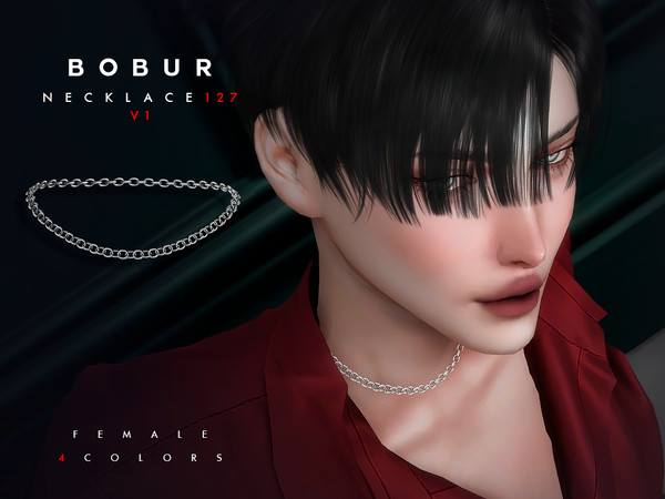 Sims 4 — Choker chain necklace set by Bobur2 — This set includes 2 necklace options, the first option is a choker