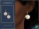 Sims 4 — Patricia Pearl Earrings by Pitted0live — Large pearl earrings with metal leaf details Custom catalog image