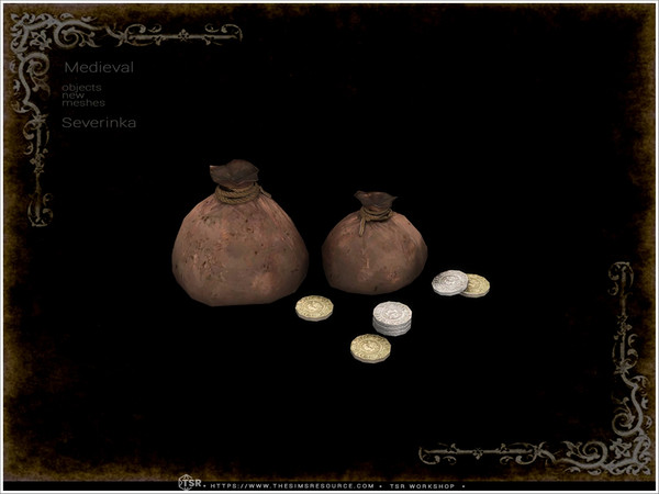 Sims 4 — Medieval - money bags by Severinka_ — A set of furniture and decor in the Medieval style for decorating a