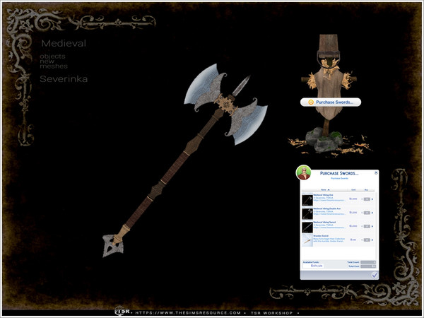 Sims 4 — Medieval Viking Double Axe by Severinka_ — All items are functional.