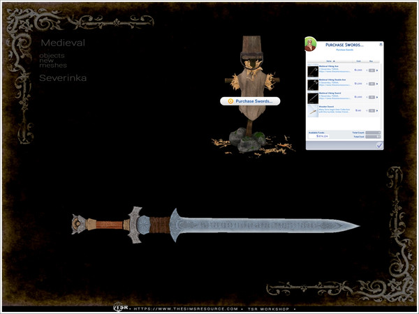 Sims 4 — Medieval Viking Sword by Severinka_ — All items are functional.
