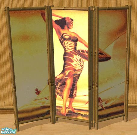 Sims 2 — Sim Tiki - Hall Set Screen by Shannanigan — This recolors only the Pictures part of SimAddict99's Bamboo Screen