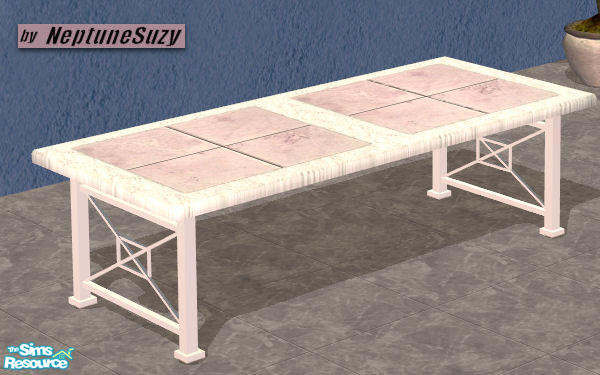 Sims 2 — The SimPatio Coffee Table - Pink by Neptunesuzy — Your Sims will Love this White Wrought Iron Coffee Table, with