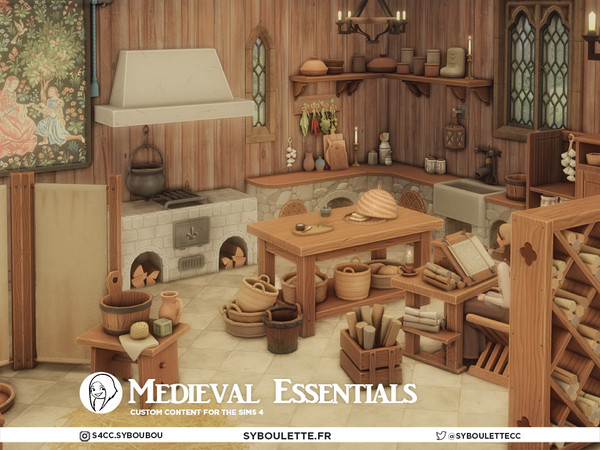 Sims 4 — Medieval Essentials - Accent counter by Syboubou — Medieval Essentials is a functional set made for immersive
