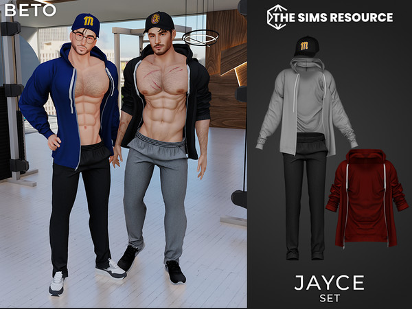 Sims 4 — Jayce - Set by Beto_ae0 — Sexy men's sportswear outfit, with a baseball cap