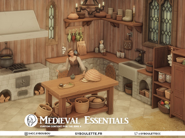 Sims 4 — Medieval Essentials - Scriptorium (computer) by Syboubou — Medieval Essentials is a functional set made for