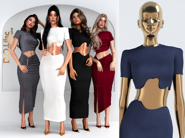 Sims 4 — Sleek Allure Set -Top 2- DO by DOLilac — Includes: (Top + Bottom)