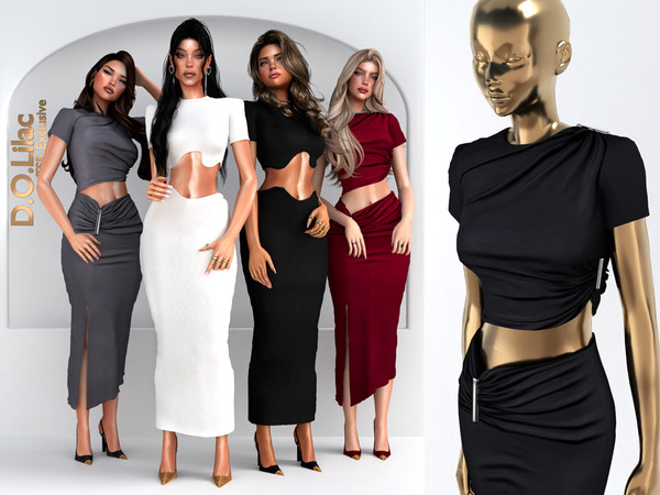Sims 4 — Sleek Allure Set -Top- DO by DOLilac — Includes: (Top + Bottom)