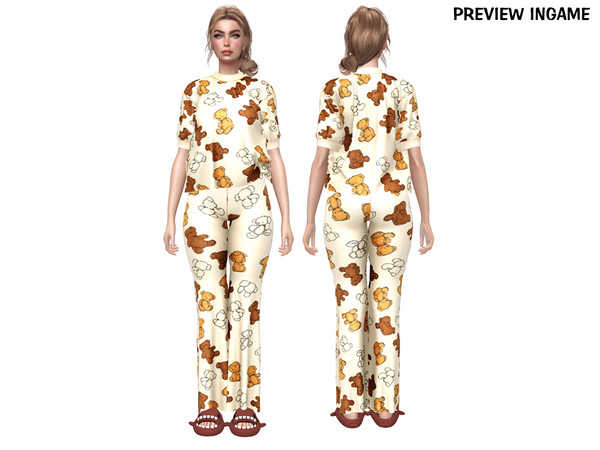 Sims 4 — DAPHS - Clothes SET539 - Bear patterned pyjamas sweatpants C1765 - TSR by Daph's — A cozy and adorable pajama
