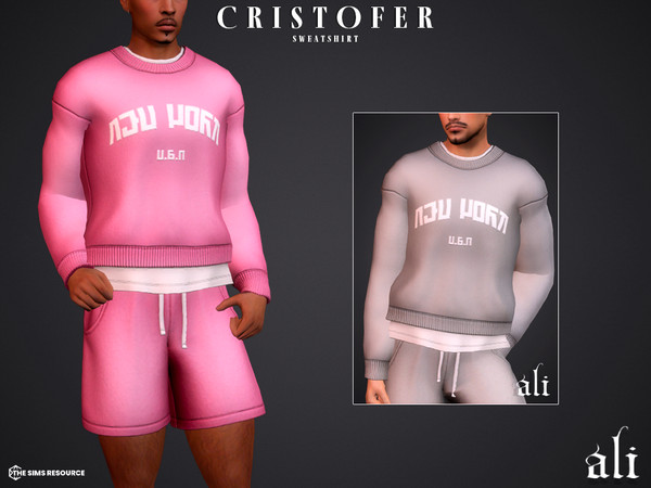 Sims 4 — CRISTOFER sweatshirt by ali1 — Simlish Lettering Sweatshirt and Shorts