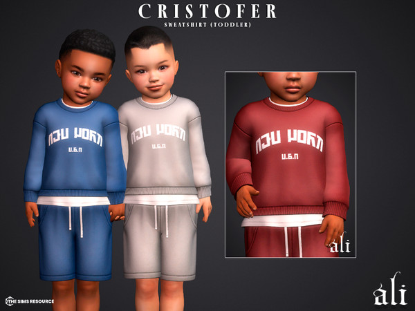 Sims 4 — CRISTOFER sweatshirt - toddler by ali1 — Simlish Lettering Sweatshirt and Shorts