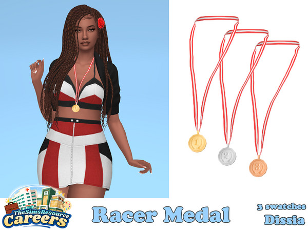 Sims 4 — Racer Medal by Dissia — Winning prize in three versions: 1st, 2nd and 3rd place