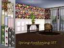 Sims 4 — Spring Awakening SET by matomibotaki — Set of 3 different wallpapers with spring-like floral motifs and cheerful