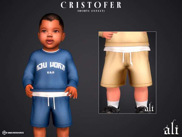 Sims 4 — CRISTOFER shorts - infant by ali1 — Simlish Lettering Sweatshirt and Shorts