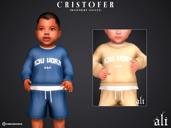 Sims 4 — CRISTOFER sweatshirt - infant by ali1 — Simlish Lettering Sweatshirt and Shorts