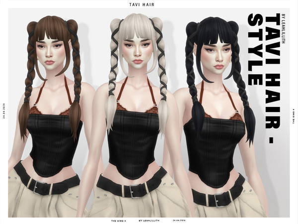 Sims 4 — Tavi Bubble Ponytails Hairstyle by Leah_Lillith — All LODs, Smooth bones, Custom CAS thumbnail, Works with hats.