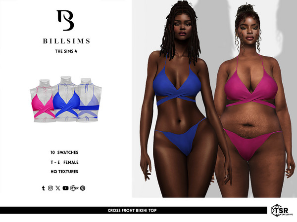 Sims 4 — Cross Front Bikini Top by Bill_Sims — This set includes a triangle bralet and a pair of matching underwear in a