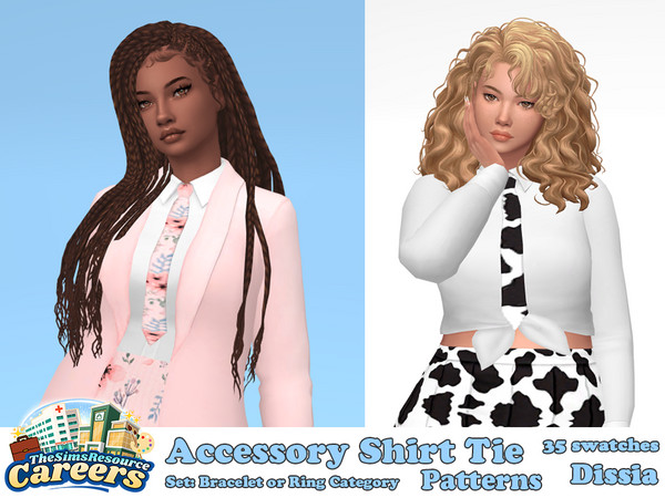 Sims 4 — Accessory Shirt Tie Patterns (Ring Category) by Dissia — A patterned version tie that's made to work with some