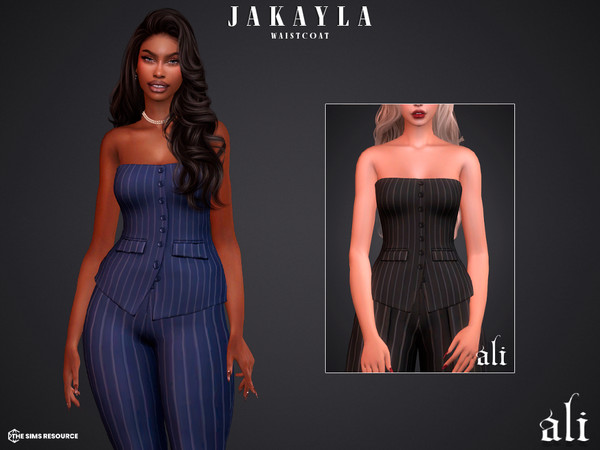 Sims 4 — JAKAYLA waistcoat by ali1 — 6 Piece Set including: Shirts with tie, Waistcoat, trousers and skirt.