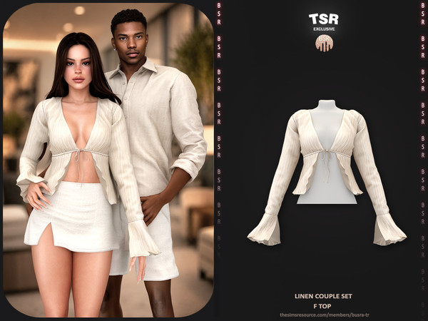 Sims 4 — Linen Couple Set - F Top BD1673 by busra-tr — - BD1673