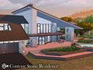 Sims 4 — Contour Stone Residence l noCC by simZmora — A spacious residence defined by a dynamic sloped roof and strong