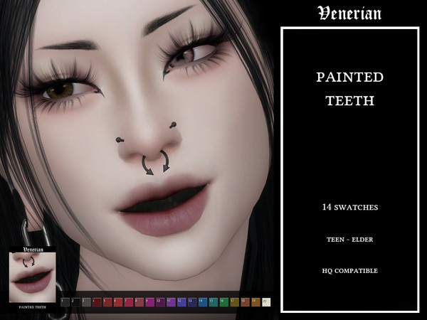 Sims 4 — Venerian_Painted_Teeth_HQ by Venerian — Two files available. The face paint option can be used to color EA mesh