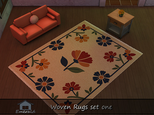 Sims 4 — Woven Rugs set one 2 by Emerald — Woven rugs are crafted from high quality natural fibers like wool and suitable