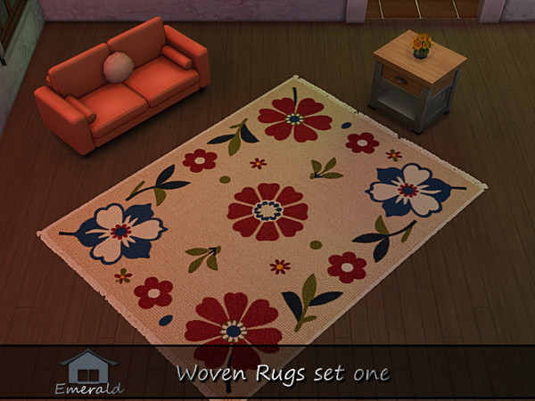 Sims 4 — Woven Rugs set one 3 by Emerald — Woven rugs are crafted from high quality natural fibers like wool and suitable