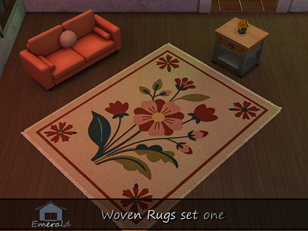 Sims 4 — Woven Rugs set one 5 by Emerald — Woven rugs are crafted from high quality natural fibers like wool and suitable