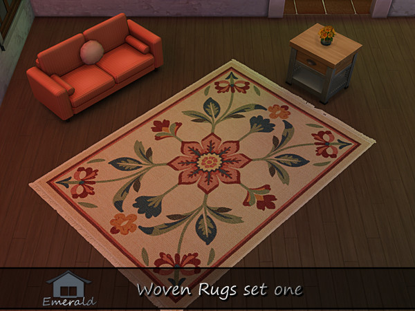 Sims 4 — Woven Rugs set one 6 by Emerald — Woven rugs are crafted from high quality natural fibers like wool and suitable