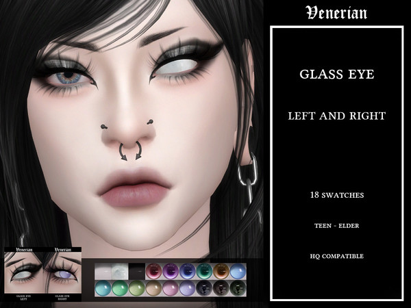 Sims 4 — Glass Eye by Venerian - Heterochromia - by Venerian — 18 swatches Two files available: left eye, and right eye