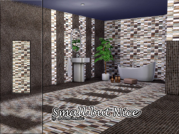 Sims 4 — Small but Nice by matomibotaki — 4 combinable tiled walls with small mosaic tiles, classically chic yet modern,