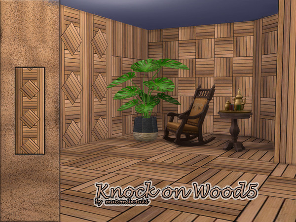 Sims 4 — Knock on Wood5 by matomibotaki — 5 combinable walls with wood cladding, providing warmth and a friendly, natural