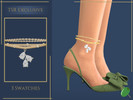Sims 4 — Aliyah Diamond Anklet by Pitted0live — 2 chain ankle bracelet with gold beads and a pear cut diamond charm