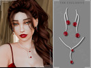 Sims 4 — Double Diamond Ruby Wave Set by Glitterberryfly — A set with ruby earrings and necklace with diamonds No Morphs