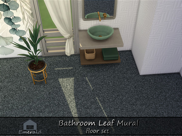 Sims 4 — Bathroom Leaf Mural floor4 by Emerald — Adds a Spa-like feel with accent leafy designs mural.(floor set)