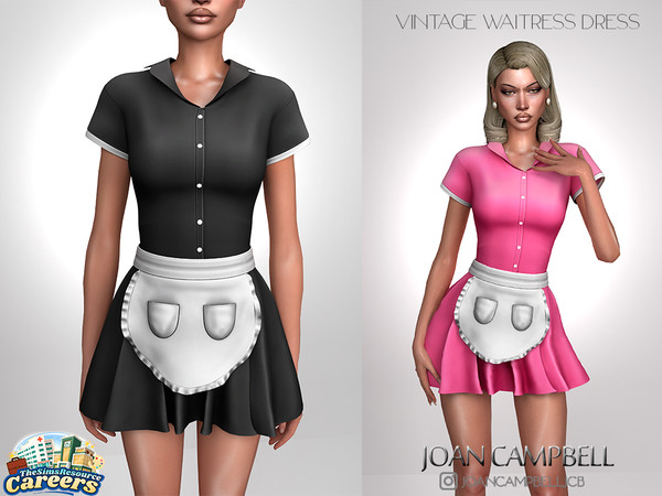 Sims 4 — VINTAGE WAITRESS DRESS by Joan_Campbell_Beauty_ — 8 swatches Custom thumbnail Original mesh