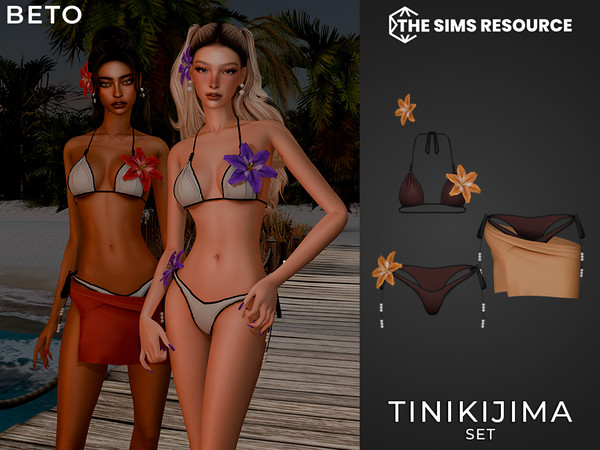 Sims 4 — By Beto - Tinikijima (Flower ACC) by Beto_ae0 — Tropical and minimalist swimsuit with a huge flower