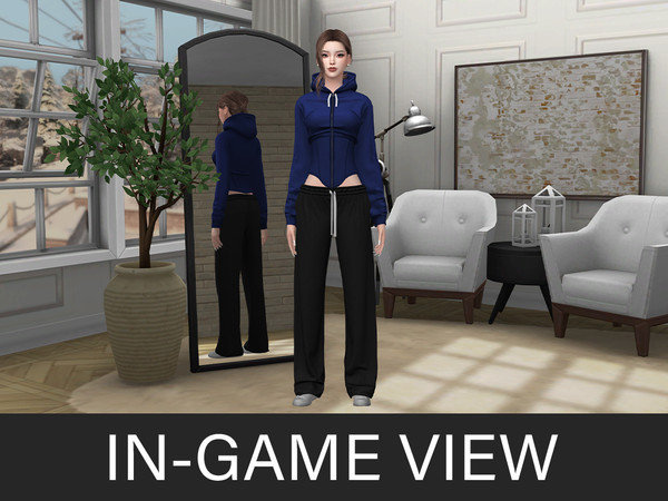 Sims 4 — By Beto - Nadia (Top) by Beto_ae0 — Female sports outfit, sweater with corset and long pants