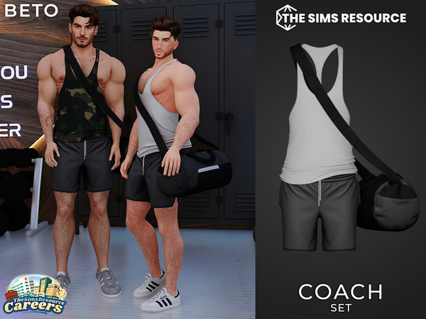 Sims 4 — By Beto - Coach (Top V1) by Beto_ae0 — Gym trainer outfit with a huge sports bag