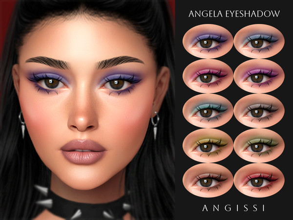 Sims 4 — Angela Eyeshadow by ANGISSI — PREVIEWS MADE USING HQ MOD 10 colors