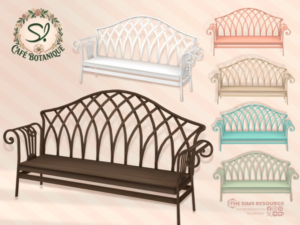 Sims 4 — Cafe Botanique Bench by SIMcredible! — Starting today the Cafe Botanique series, bringing a store which joins