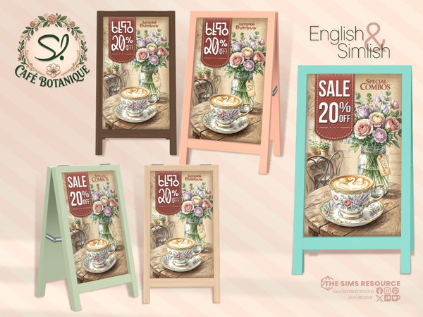 Sims 4 — Cafe Botanique Menu Board Mockup by SIMcredible! — Starting today the Cafe Botanique series, bringing a store